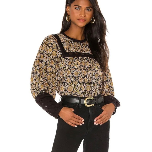 Cleobella Tops - CLEOBELLA Harley Blouse In Black, Beige NWT Small